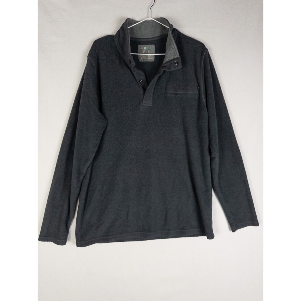 Freefly Fleece Pullover Mens L‎ Gray 1/4 Zip Snap Solid Sweater Outdoor Winter